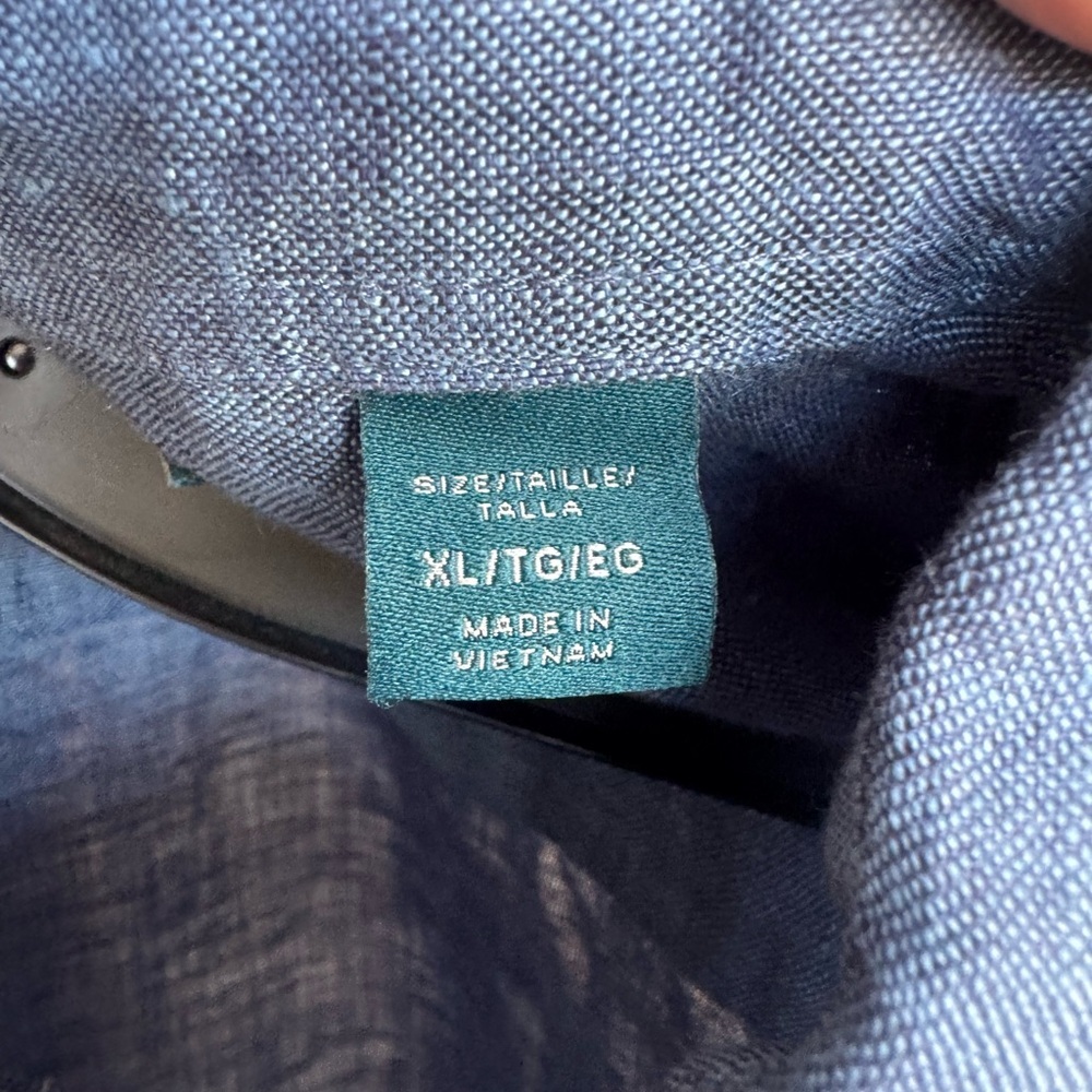Perry Ellis Linen Blue Mens XL Button Down Short SleeveCoastal Vacation ShirtNWT - Picture 11 of 14